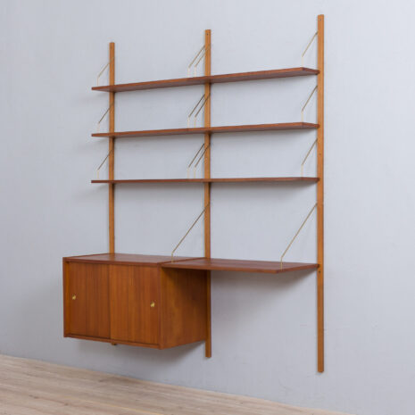 22079.1 Vintage modular teak shelving system with a desk and a cabinet in style of Sorensen Cadovius wall unit, Denmark 1960s-8 VintageRandersmodularteakshelvingsystemwithadesk,SorensenCadoviuswallunit,Denmarks