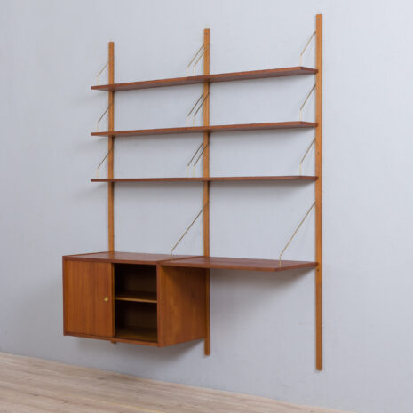 22079.1 Vintage modular teak shelving system with a desk and a cabinet in style of Sorensen Cadovius wall unit, Denmark 1960s-9 VintageRandersmodularteakshelvingsystemwithadesk,SorensenCadoviuswallunit,Denmarks