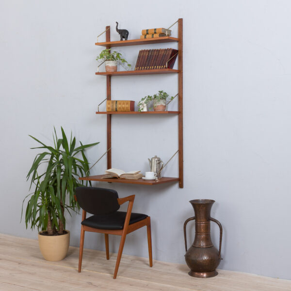 Home office Cadovius teak wall unit with a desk shelf Denmark s  scaled