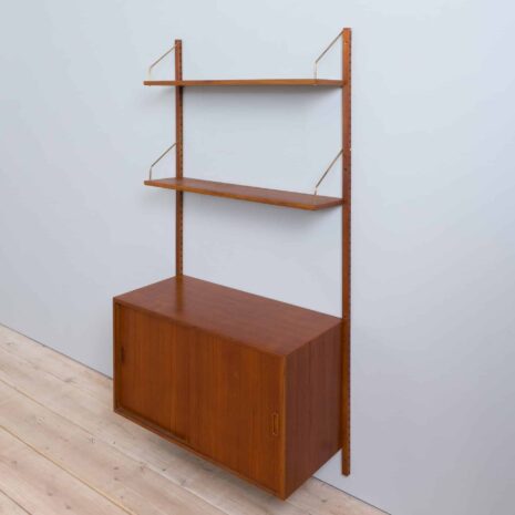 21306 Hansen Guldborg one bay teak wall unit with 4 shelves and 1 sliding doors cabinet za-10 Hansen Guldborg one bay teak wall unit with shelves and sliding doors cabinet za