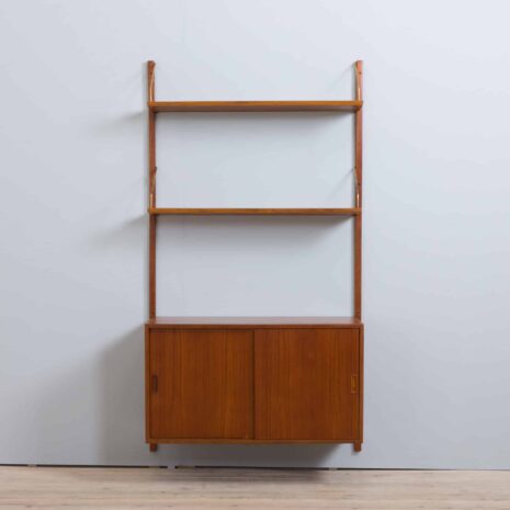 21306 Hansen Guldborg one bay teak wall unit with 4 shelves and 1 sliding doors cabinet za-4 Hansen Guldborg one bay teak wall unit with shelves and sliding doors cabinet za