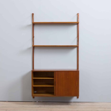 21306 Hansen Guldborg one bay teak wall unit with 4 shelves and 1 sliding doors cabinet za-5 Hansen Guldborg one bay teak wall unit with shelves and sliding doors cabinet za