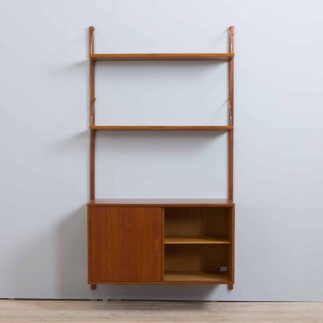 21306 Hansen Guldborg one bay teak wall unit with 4 shelves and 1 sliding doors cabinet za-6 Hansen Guldborg one bay teak wall unit with shelves and sliding doors cabinet za