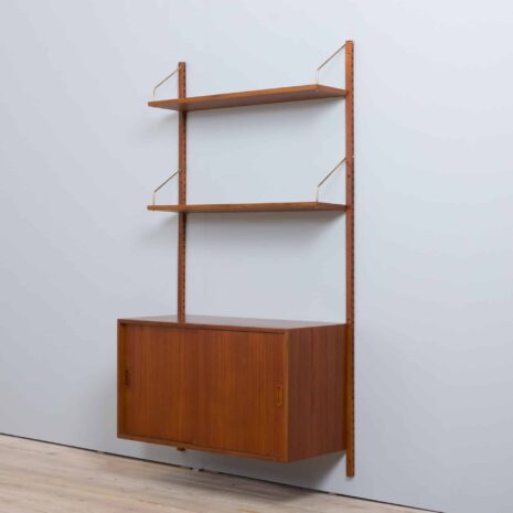 21306 Hansen Guldborg one bay teak wall unit with 4 shelves and 1 sliding doors cabinet za-7 Hansen Guldborg one bay teak wall unit with shelves and sliding doors cabinet za