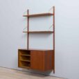 Hansen Guldborg one bay teak wall unit with  shelves and  sliding doors cabinet za