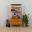 Scandinavian mid century bookcase with chest of drawers in light teak s