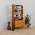 Scandinavian mid century bookcase with chest of drawers in light teak s