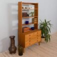 Scandinavian mid century bookcase with chest of drawers in light teak s