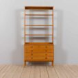 Scandinavian mid century bookcase with chest of drawers in light teak s