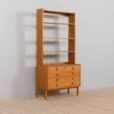 Scandinavian mid century bookcase with chest of drawers in light teak s