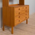 Scandinavian mid century bookcase with chest of drawers in light teak s