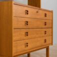 Scandinavian mid century bookcase with chest of drawers in light teak s