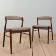 Pair of mid century teak dining chairs in Kristiansen Harlev Danish style s