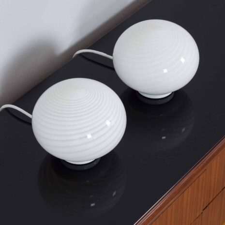 22047 pair of Italian Murano table lamps in glare swirl glass-2 pair of Italian Murano table lamps in glare swirl glass