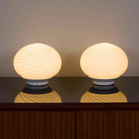 22047 pair of Italian Murano table lamps in glare swirl glass-6 pair of Italian Murano table lamps in glare swirl glass