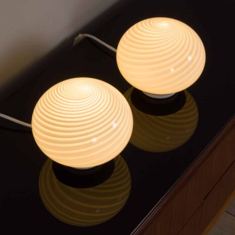 22047 pair of Italian Murano table lamps in glare swirl glass-7 pair of Italian Murano table lamps in glare swirl glass