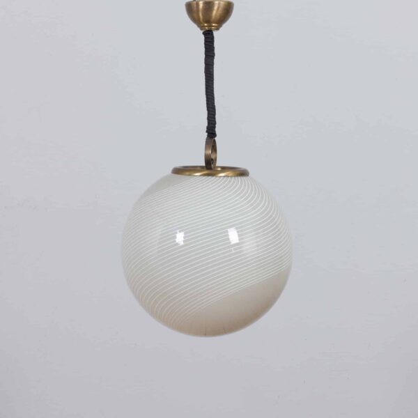 Italian Murano glass swirl pendant lamp with brass details s