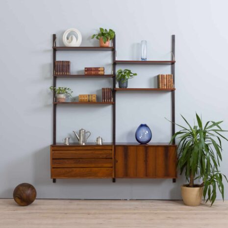 22096 Danish rosewood royal Cado wall unit with 2 cabinets and modular shelving-2 Danish rosewood royal Cado wall unit with cabinets and modular shelving