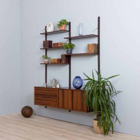 22096 Danish rosewood royal Cado wall unit with 2 cabinets and modular shelving-3 Danish rosewood royal Cado wall unit with cabinets and modular shelving