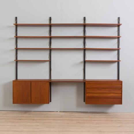 22097 Royal Cado Teak wall unit with 3 cabinets and modular shelving system, Cadovius_-3 Royal Cado Teak wall unit with cabinets and modular shelving system Cadovius