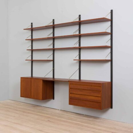 22097 Royal Cado Teak wall unit with 3 cabinets and modular shelving system, Cadovius_-5 Royal Cado Teak wall unit with cabinets and modular shelving system Cadovius