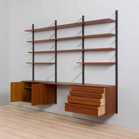 22097 Royal Cado Teak wall unit with 3 cabinets and modular shelving system, Cadovius_-6 Royal Cado Teak wall unit with cabinets and modular shelving system Cadovius