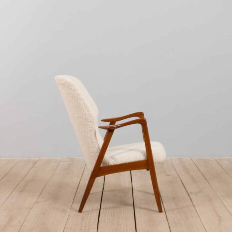 22102 Danish recliner easy chair in thick boucle fabric, 1960s-26 Danish recliner easy chair in thick boucle fabric s