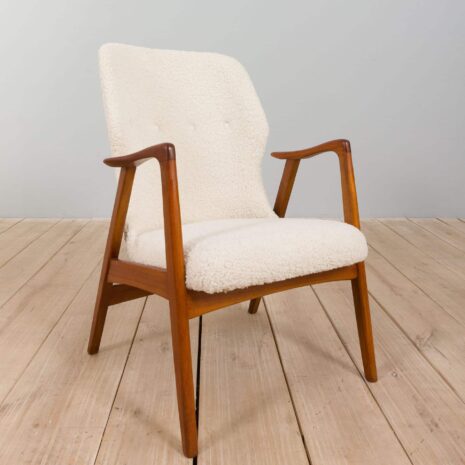 22102 Danish recliner easy chair in thick boucle fabric, 1960s-28 Danish recliner easy chair in thick boucle fabric s