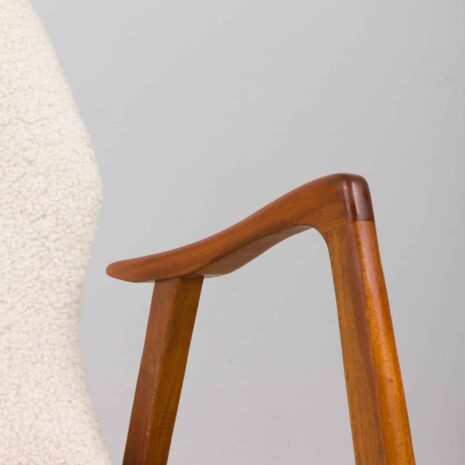 22102 Danish recliner easy chair in thick boucle fabric, 1960s-29 Danish recliner easy chair in thick boucle fabric s