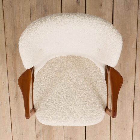 22102 Danish recliner easy chair in thick boucle fabric, 1960s-38 Danish recliner easy chair in thick boucle fabric s