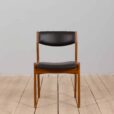 Danish desk accent chair in black leather and teak by Erik Buch
