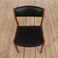 Danish desk accent chair in black leather and teak by Erik Buch
