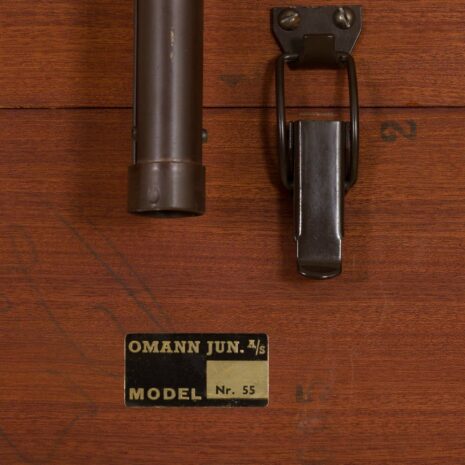 22112 Okrągły stół z drewna tekowego model 55 firmy Omann Jun 3 dodatkowe skrzydła, lata 1960-36 Okrągły stół z przedłużeniem z drewna tekowego, model Omann Jun, dodatkowe blaty s