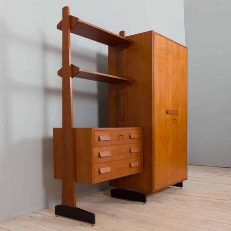 22113 italian freestanding wall unit in the style of Vittorio Dassi with large wardrobe, 1960s-10 italian freestanding wall unit in the style of Vittorio Dassi with large wardrobe s