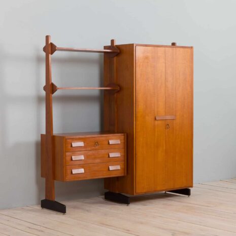 22113 italian freestanding wall unit in the style of Vittorio Dassi with large wardrobe, 1960s-6 italian freestanding wall unit in the style of Vittorio Dassi with large wardrobe s