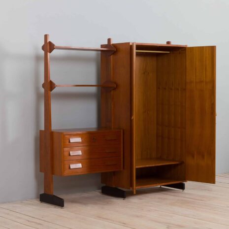 22113 italian freestanding wall unit in the style of Vittorio Dassi with large wardrobe, 1960s-8 italian freestanding wall unit in the style of Vittorio Dassi with large wardrobe s