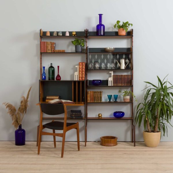 Scandinavian Ergo teak wall unit with a secretarie desk by Texmon and Blindheim Mobelfabrikk s