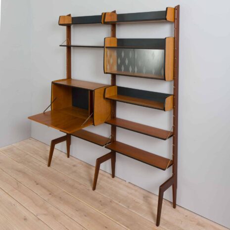 22116 Scandinavian Ergo teak wall unit with a secretarie desk by Texmon and Blindheim Mobelfabrikk, 1960s-28 Scandinavian Ergo teak wall unit with a secretarie desk by Texmon and Blindheim Mobelfabrikk s