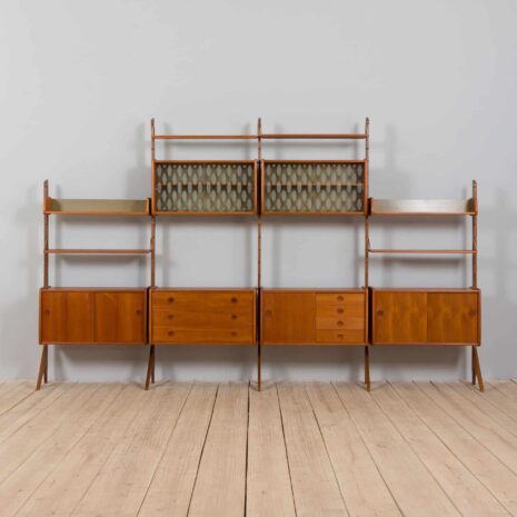 22122 Teak free standing 4 bay Ergo wall unit by John Texmon and Einar Blindheim, Norway 1960s-23 Teak free standing bay Ergo wall unit by John Texmon and Einar Blindheim Norway s