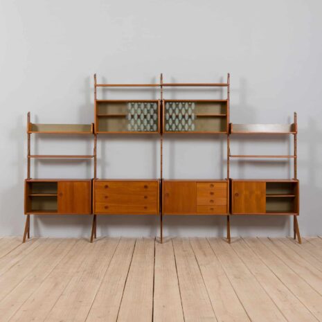 22122 Teak free standing 4 bay Ergo wall unit by John Texmon and Einar Blindheim, Norway 1960s-25 Teak free standing bay Ergo wall unit by John Texmon and Einar Blindheim Norway s