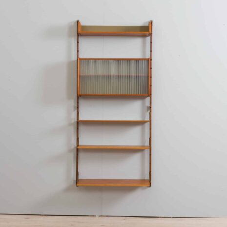 22123 Scandinavian teak Ergo one bay wall unit with glass cabinet, Norway 1960s-4 Scandinavian teak Ergo one bay wall unit with glass cabinet Norway s