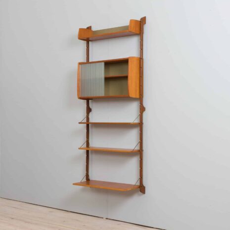 22123 Scandinavian teak Ergo one bay wall unit with glass cabinet, Norway 1960s-6 Scandinavian teak Ergo one bay wall unit with glass cabinet Norway s