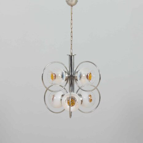 Mazzega Space Age Murano glass chrome plated chandelier Italy s