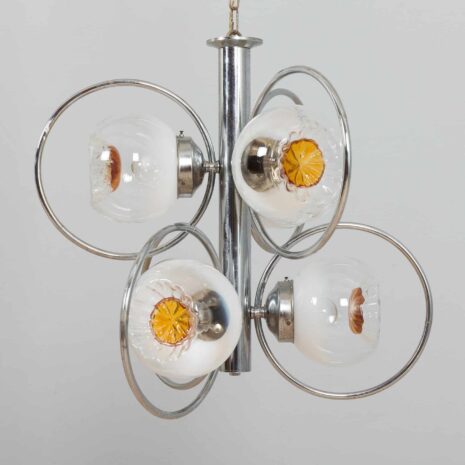 22148 Mazzega Space Age Murano glass chrome plated chandelier, Italy 1970s-2 Mazzega Space Age Muranoglas verchromt Kronleuchter Italien s