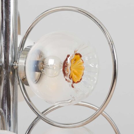 22148 Mazzega Space Age Murano glass chrome plated chandelier, Italy 1970s-3 Mazzega Space Age Muranoglas verchromt Kronleuchter Italien s