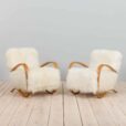 Jindrich Halaba pair of armchairs model in long hair sheepskin