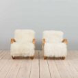 Jindrich Halaba pair of armchairs model in long hair sheepskin