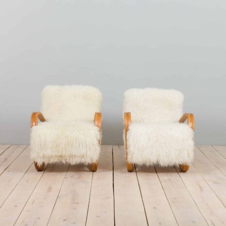 22152 Jindrich Halaba pair of armchairs model 269 in long hair sheepskin-2 Jindrich Halaba pair of armchairs model in long hair sheepskin