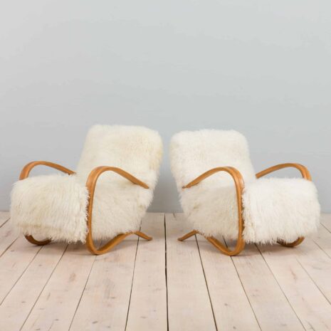 22152 Jindrich Halaba pair of armchairs model 269 in long hair sheepskin-3 Jindrich Halaba pair of armchairs model in long hair sheepskin
