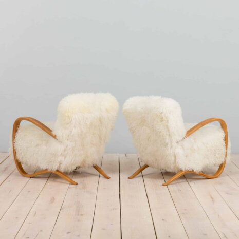 22152 Jindrich Halaba pair of armchairs model 269 in long hair sheepskin-5 Jindrich Halaba pair of armchairs model in long hair sheepskin